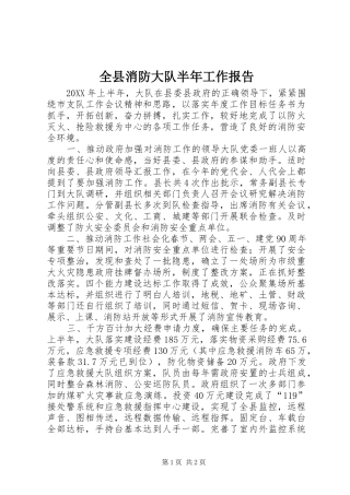 全县消防大队半年工作报告