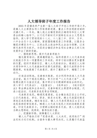 人大领导班子年度工作报告
