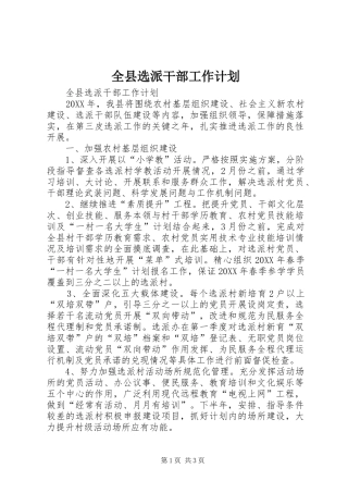 全县选派干部工作计划