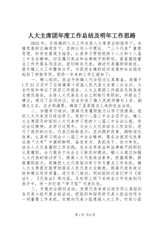 人大主席团年度工作总结及明年工作思路