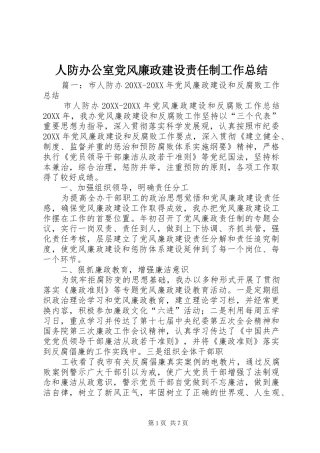 人防办公室党风廉政建设责任制工作总结