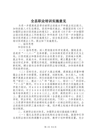 全县职业培训实施意见