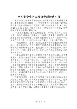 全乡安全生产大检查专项行动汇报