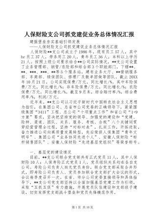 人保财险支公司抓党建促业务总体情况汇报