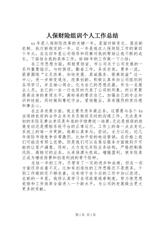 人保财险组训个人工作总结