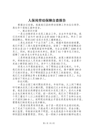 人保局劳动保障自查报告