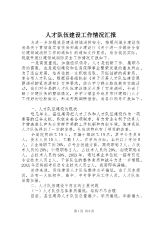 人才队伍建设工作情况汇报