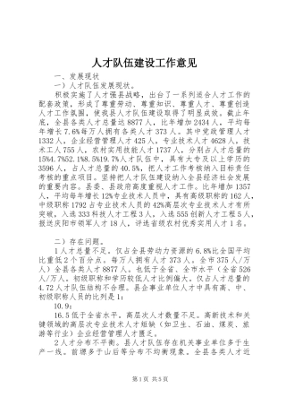 人才队伍建设工作意见