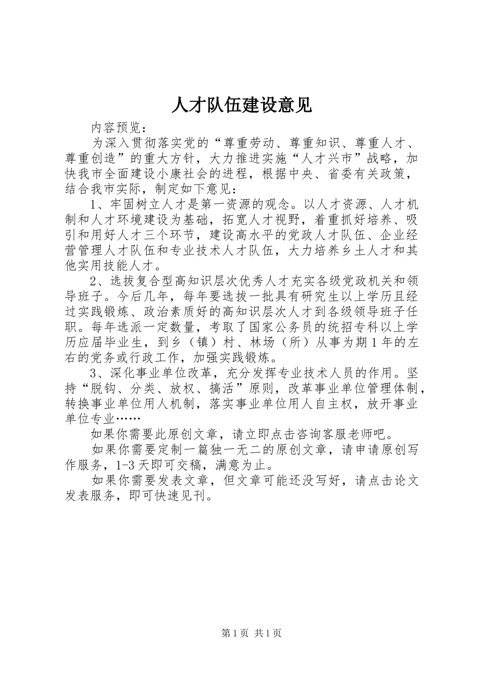 人才队伍建设意见_第1页