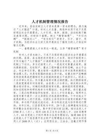 人才机制管理情况报告