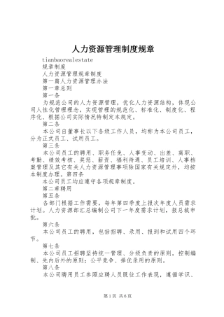人力资源管理制度规章