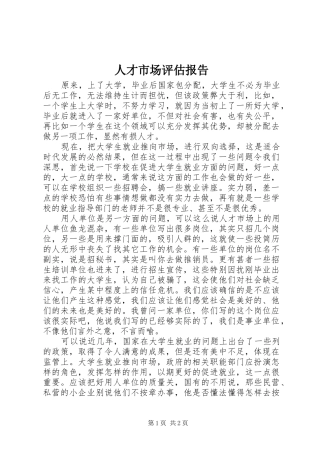 人才市场评估报告