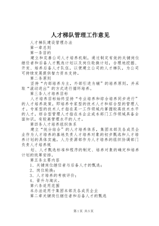 人才梯队管理工作意见