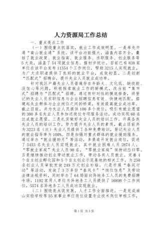 人力资源局工作总结