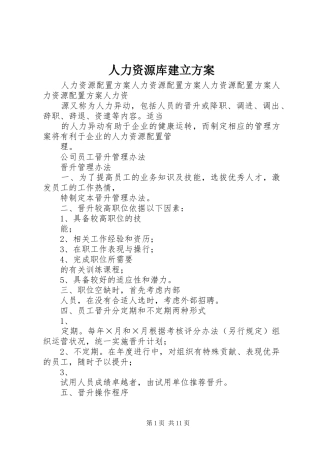 人力资源库建立方案