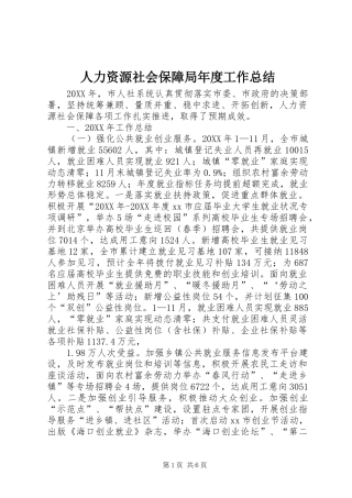 人力资源社会保障局年度工作总结