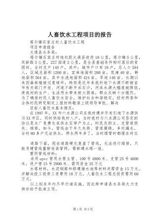 人畜饮水工程项目的报告