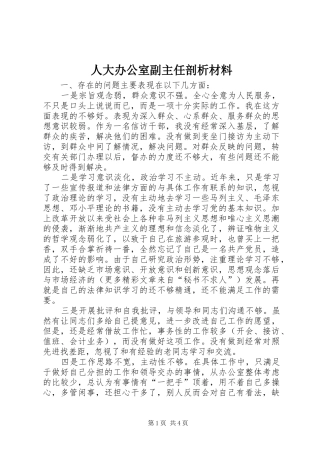 人大办公室副主任剖析材料