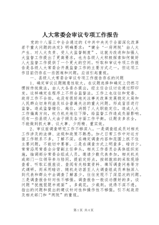 人大常委会审议专项工作报告