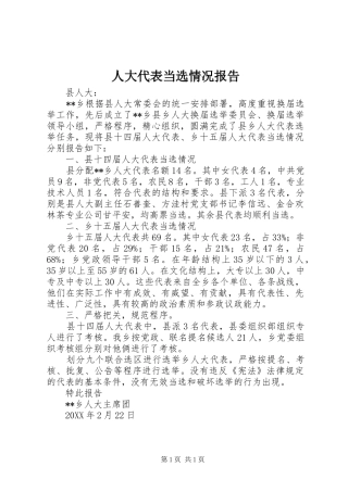 人大代表当选情况报告