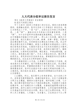 人大代表分组审议报告讲话