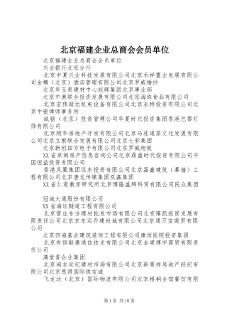 北京福建企业总商会会员单位