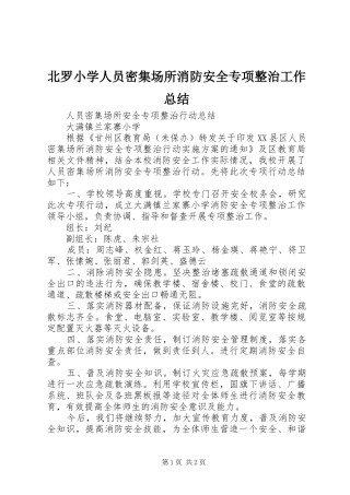 北罗小学人员密集场所消防安全专项整治工作总结