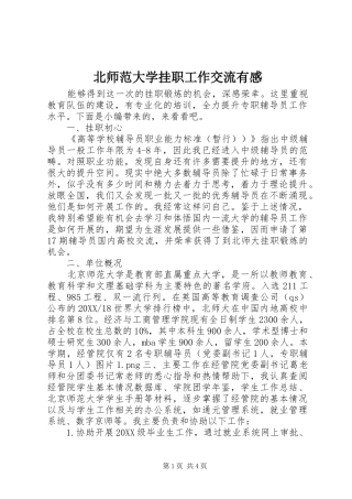 北师范大学挂职工作交流有感