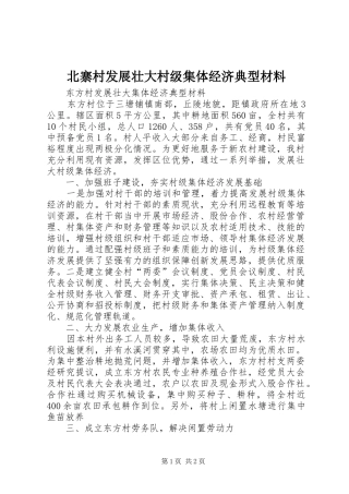 北寨村发展壮大村级集体经济典型材料