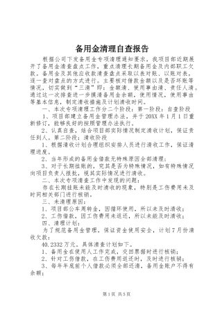 备用金清理自查报告