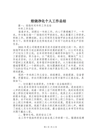 焙烧净化个人工作总结