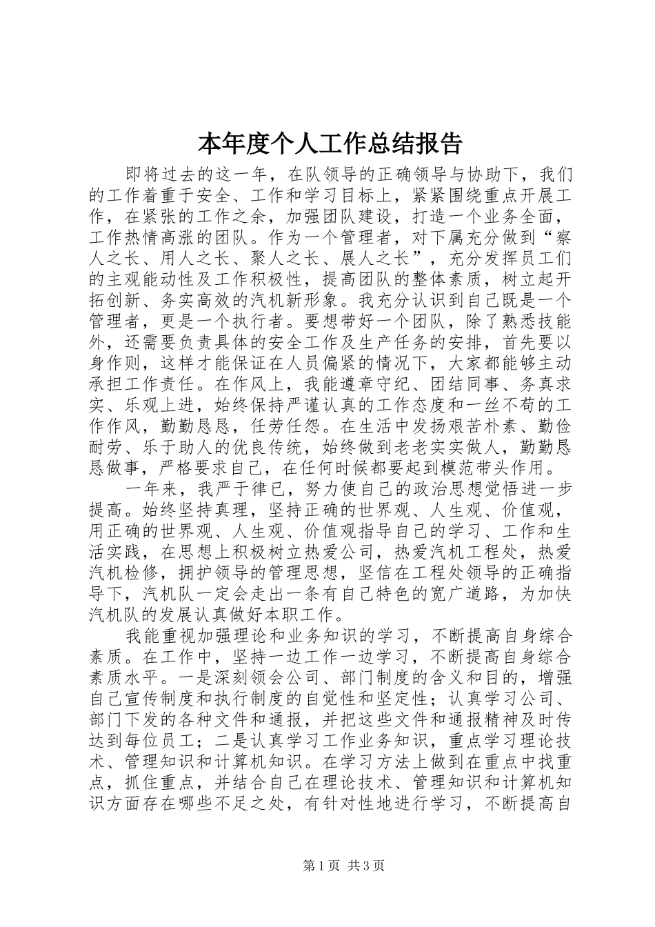 本年度个人工作总结报告_第1页