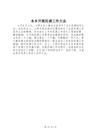 本乡开展民调工作大会