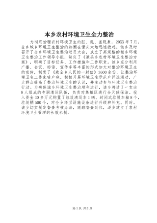 本乡农村环境卫生全力整治