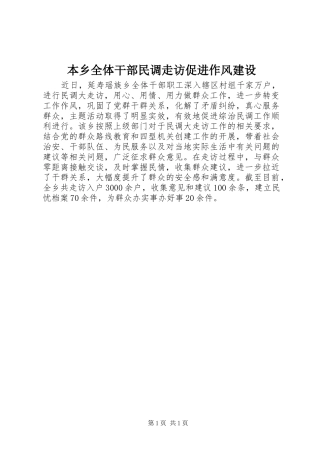 本乡全体干部民调走访促进作风建设