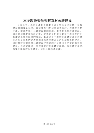 本乡政协委员视察农村公路建设