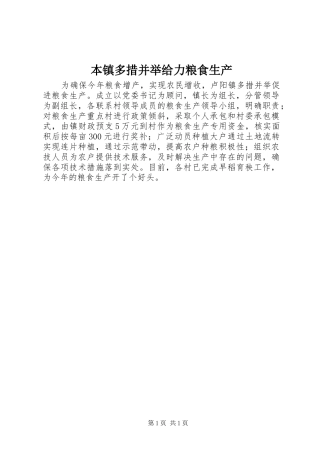 本镇多措并举给力粮食生产