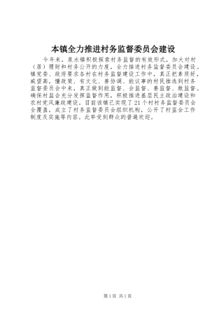 本镇全力推进村务监督委员会建设