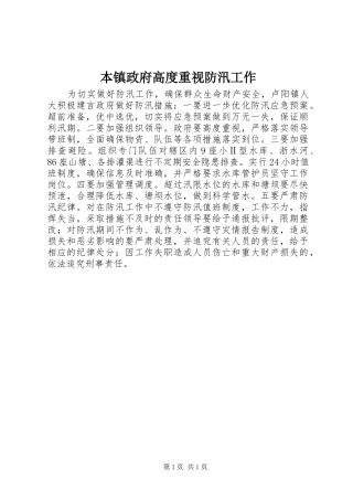 本镇政府高度重视防汛工作