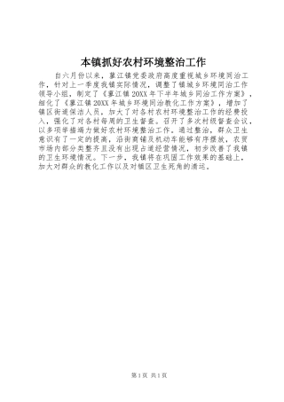 本镇抓好农村环境整治工作
