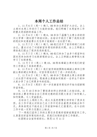 本周个人工作总结