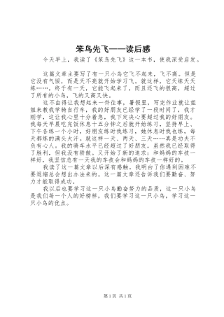笨鸟先飞读后感
