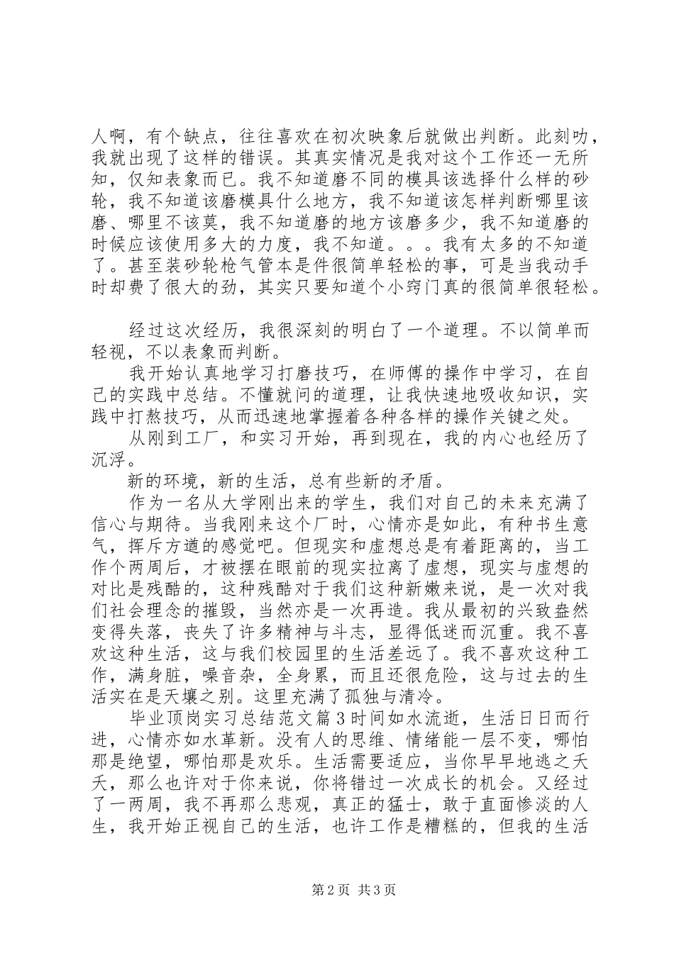 毕业顶岗实习总结范文_第2页