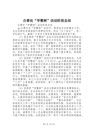 办事处学整树活动阶段总结