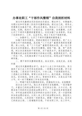办事处职工干部作风整顿自我剖析材料