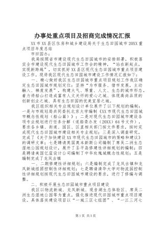 办事处重点项目及招商完成情况汇报