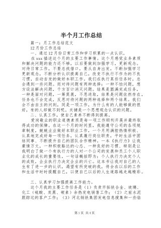 半个月工作总结
