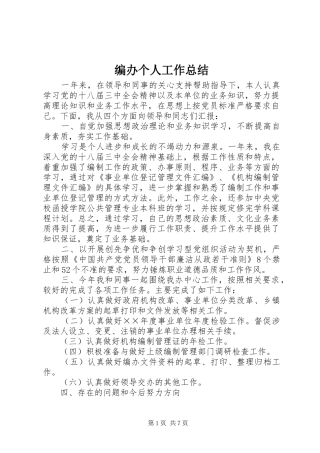 编办个人工作总结