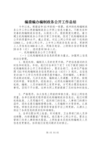 编委编办编制政务公开工作总结