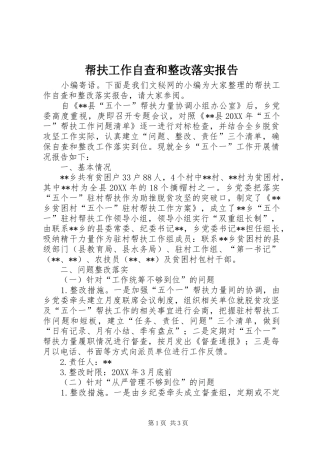帮扶工作自查和整改落实报告
